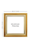 HiTechMart Gold Ornate Blank Picture Frame - 11x11 Inch Outer Size, Fits 8.5x8.5 Inch Photo - Vintage Wall & Tabletop Display (1)
