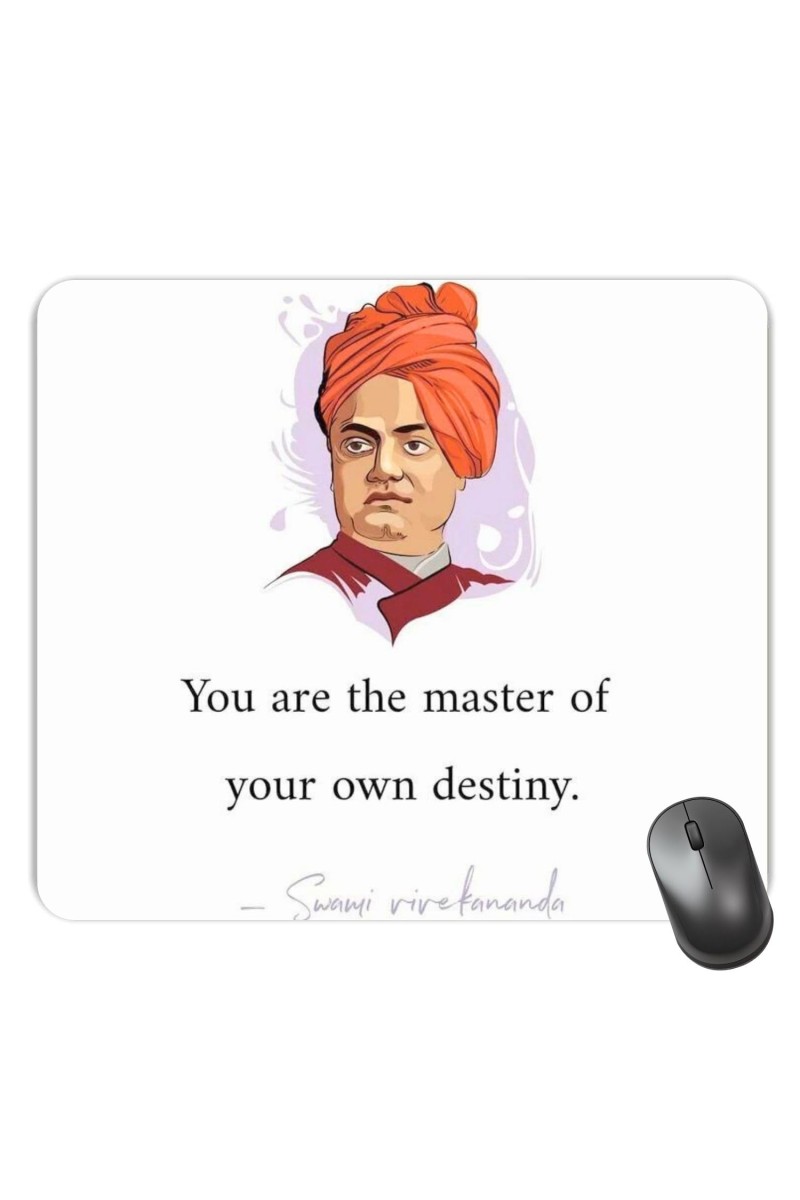 Customized Swami Vivekanda Quotes Picture Sublimation Mouse Pad | 8 X 7.5 Inch | Smooth Cloth Surface | Non-Slip Rubber Base | Personalized Mousepad for Laptop & Desktop (F17048)
