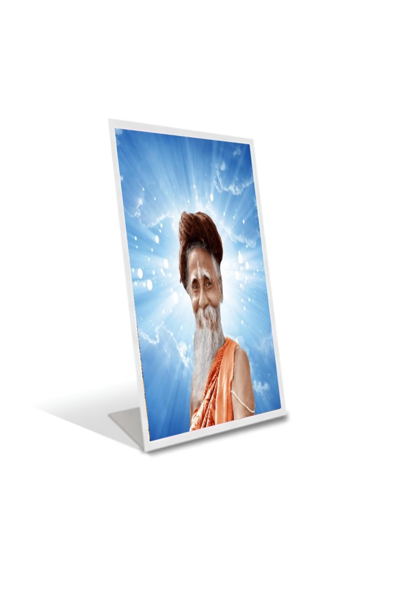 Car Desk/Table Top Sri Sri Sitaramdas Omkarnath Acrylic L-Style Photo Stand - 2.5x3.5 Inches, Compact And Stylish Spiritual Display (F6722)