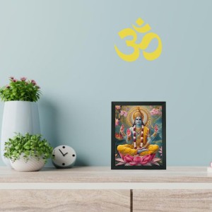 Hitech Sales Lord Vishnu Polystyrene Photo Frame for Pooja Room, Temple Decor, Home Decoration and Gifting (Wall and Tabletop, Rectangular, Printed Photo, 7.12 x 9.12 inches Frame, Black)