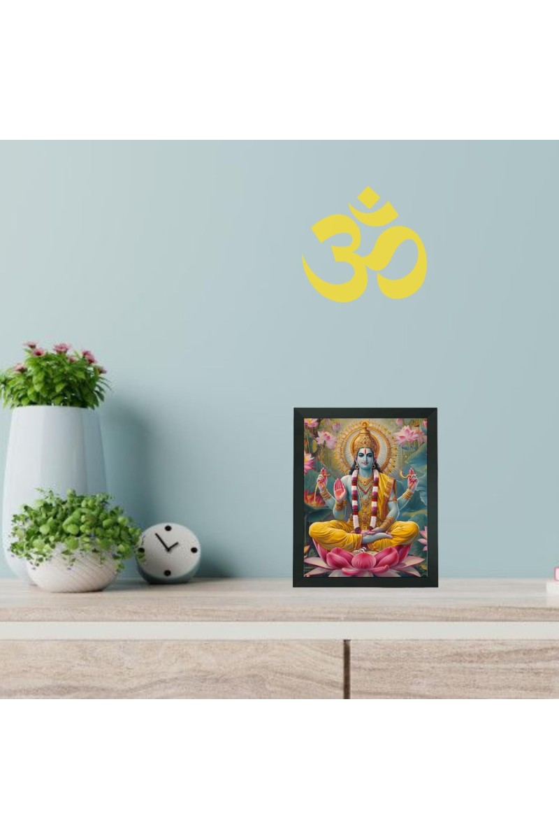 Hitech Sales Lord Vishnu Polystyrene Photo Frame for Pooja Room, Temple Decor, Home Decoration and Gifting (Wall and Tabletop, Rectangular, Printed Photo, 7.12 x 9.12 inches Frame, Black)