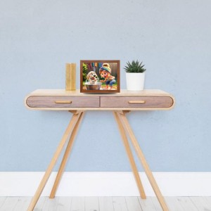 AI Funny Girl with Dog Art Picture for Kids - 16x20 inches, Brown Color - Perfect Wall Decor for Children's Room AI Funny Girl with Dog Art Picture for Kids - 16x20 inches, Brown Color - Perfect Wall Decor for Children's Room