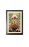 The cute chick is coming out of egg Black Photo Frame Funny Animal and Bird Cartoon Art