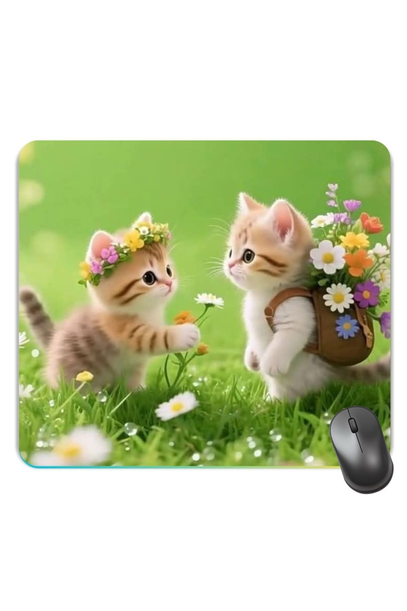 Customized Cute Cats Picture Sublimation Mouse Pad | 8 X 7.5 Inch | Smooth Cloth Surface | Non-Slip Rubber Base | Personalized Mousepad for Laptop & Desktop (F17416)