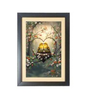 The lovely romantic birds Photo Frame Funny Animal and Bird Cartoon Art, Black color, 17x21 Inch