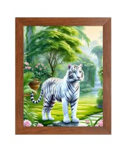 AI Funny Tiger Art Picture for Kids - 10x14 inches, Brown Color - Perfect Wall Decor for Children's Room