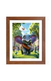 AI Funny Cute Elephant Art Picture for Kids - 10x14 inches, Brown Color - Perfect Wall Decor for Children's Room
