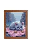 AI Funny Cute Cat Art Picture for Kids - 10x14 inches, Brown Color - Perfect Wall Decor for Children's Room