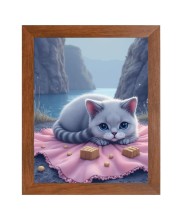 AI Funny Cute Cat Art Picture for Kids - 10x14 inches, Brown Color - Perfect Wall Decor for Children's Room