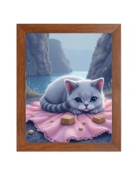 AI Funny Cute Cat Art Picture for Kids - 16x20 inches, Brown Color - Perfect Wall Decor for Children's Room