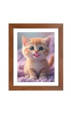 AI Funny Cute Cat Art Picture for Kids - 16x20 inches, Brown Color - Perfect Wall Decor for Children's Room