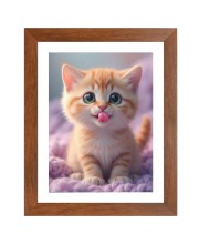AI Funny Cute Cat Art Picture for Kids - 16x20 inches, Brown Color - Perfect Wall Decor for Children's Room