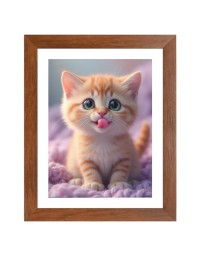 AI Funny Cute Cat Art Picture for Kids - 10x14 inches, Brown Color - Perfect Wall Decor for Children's Room
