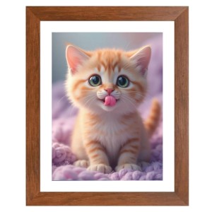 AI Funny Cute Cat Art Picture for Kids - 10x14 inches, Brown Color - Perfect Wall Decor for Children's Room