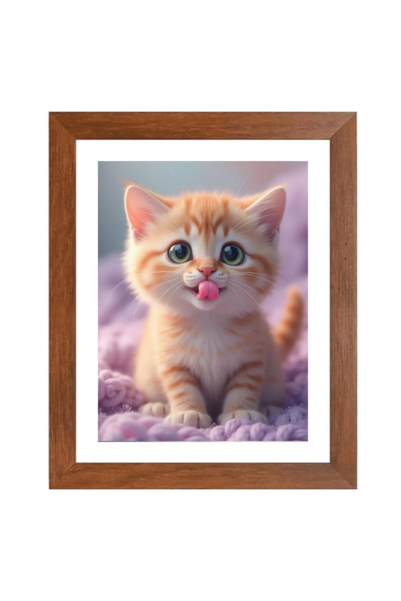 AI Funny Cute Cat Art Picture for Kids - 16x20 inches, Brown Color - Perfect Wall Decor for Children's Room