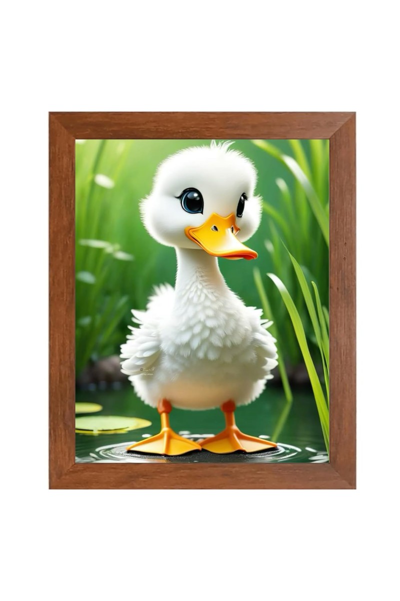 AI Funny Cute Duck Art Picture for Kids - 14x18 inches, Brown Color - Perfect Wall Decor for Children's Room