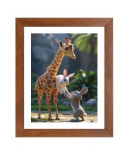 AI Funny Giraffe Art Picture for Kids - 10x14 inches, Brown Color - Perfect Wall Decor for Children's Room