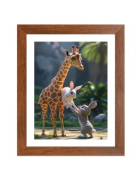 AI Funny Giraffe Art Picture for Kids - 10x14 inches, Brown Color - Perfect Wall Decor for Children's Room