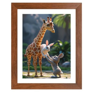 AI Funny Giraffe Art Picture for Kids - 12x16 inches, Brown Color - Perfect Wall Decor for Children's Room