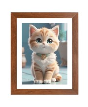 AI Funny Cute Cat Art Picture for Kids - 10x14 inches, Brown Color - Perfect Wall Decor for Children's Room