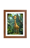 AI Funny Giraffe Art Picture for Kids - 12x16 inches, Brown Color - Perfect Wall Decor for Children's Room