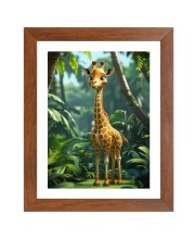 AI Funny Giraffe Art Picture for Kids - 10x14 inches, Brown Color - Perfect Wall Decor for Children's Room