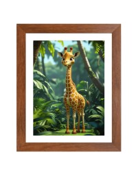 AI Funny Giraffe Art Picture for Kids - 14x18 inches, Brown Color - Perfect Wall Decor for Children's Room