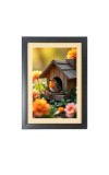 The cute bird in nest house Black Photo Frame Funny Animal and Bird Cartoon Art