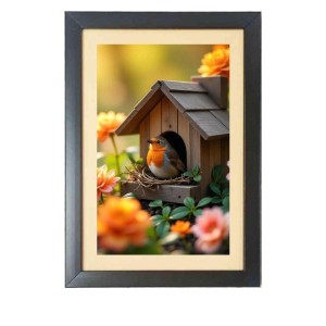 The cute bird in nest house Photo Frame Funny Animal and Bird Cartoon Art, Black color, 11x15 Inch The cute bird in nest house Photo Frame Funny Animal and Bird Cartoon Art, Black color, 11x15 Inch