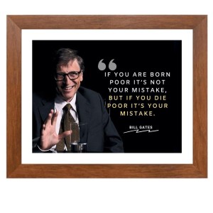 Bill Gates & Famous Quote Brown Frame, 14x18InchesInspirational Wall Art for Office, Home DecorIdeal Spiritual Gift
