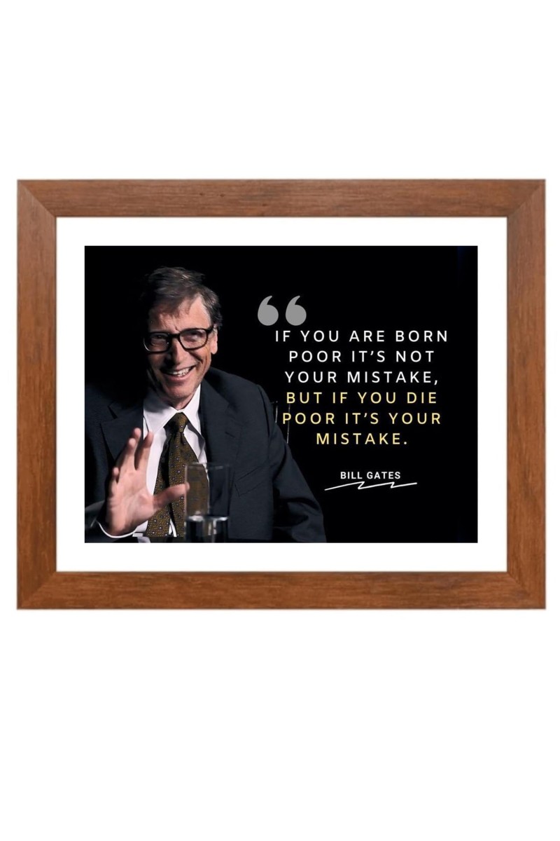 Bill Gates & Famous Quote Brown Frame, 10x14InchesInspirational Wall Art for Office, Home DecorIdeal Spiritual Gift