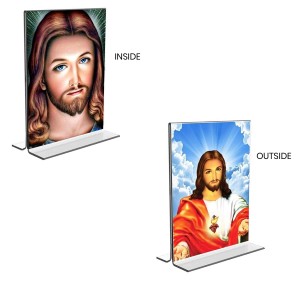 Jesus Crist Acrylic T-Style Photo Stand, Compact and Stylish Spiritual Display, easily change 2 photos (Pack of 1)