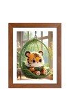 AI Funny Cute Baby Tiger Art Picture for Kids - 16x20 inches, Brown Color - Perfect Wall Decor for Children's Room
