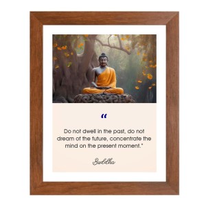 Buddha & His Famous Quote Photo Frame - Brown Frame, Perfect for Office & Wall Decoration, Ideal Gift