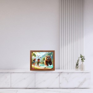 AI Funny Polar bear with kid Art Picture for Kids - 10x14 inches, Brown Color - Perfect Wall Decor for Children's Room