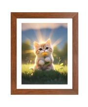 AI Funny Cute Cat Art Picture for Kids - 12x16 inches, Brown Color - Perfect Wall Decor for Children's Room