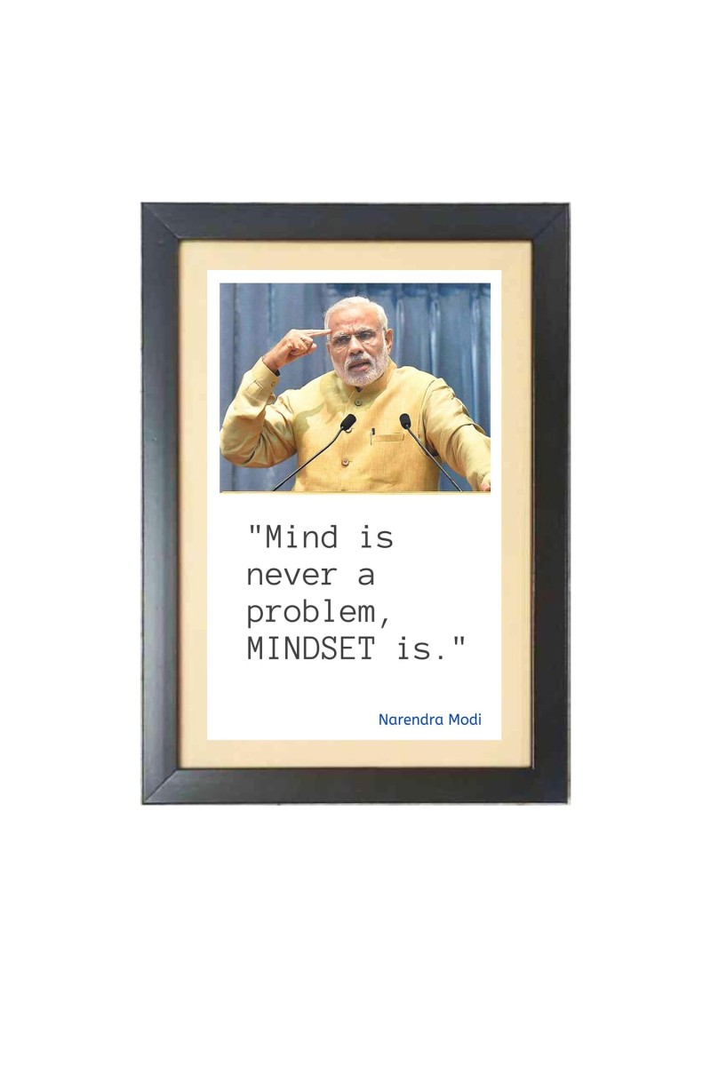 Narendra Modi & His Famous Quote Photo Frame - Brown Frame, 11x15 Inches, Perfect for Office & Wall Decoration, Ideal Gift
