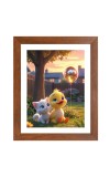 AI Funny Cute Duck With Cute Cat Art Picture for Kids - 14x18 inches, Brown Color - Perfect Wall Decor for Children's Room
