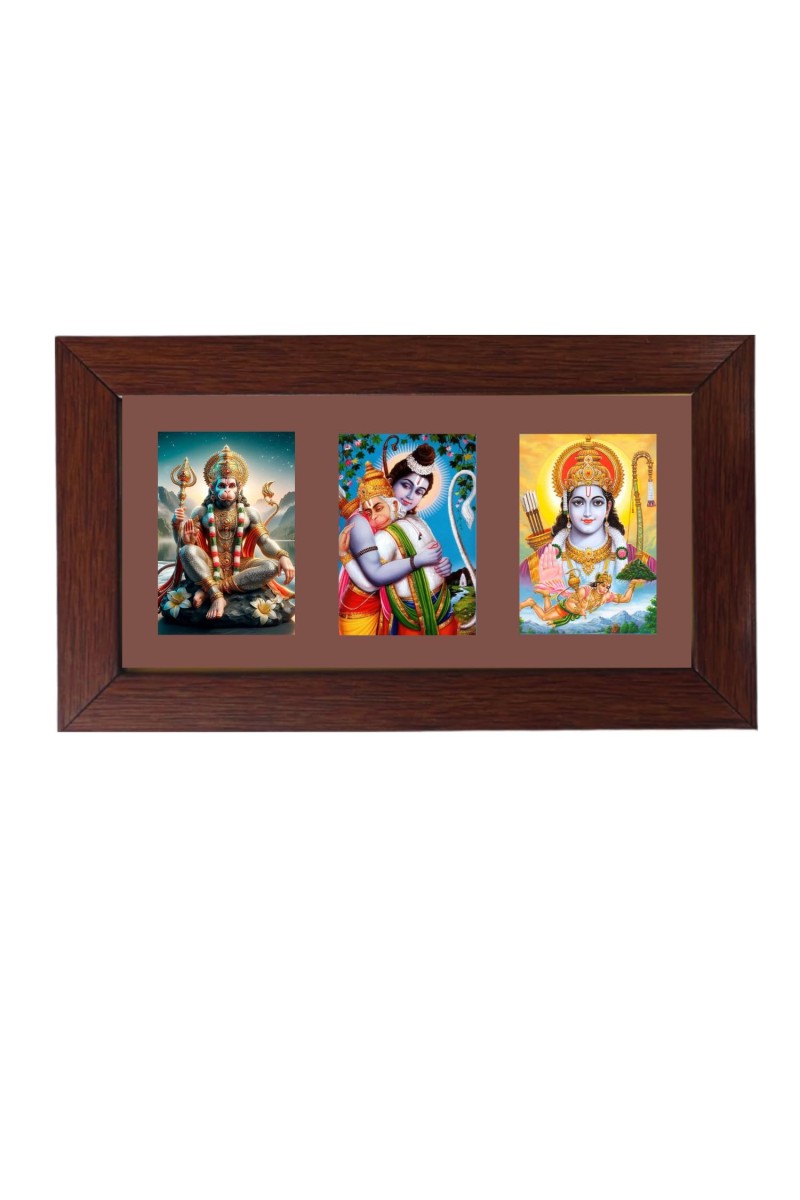 Sri Hanuman and Sri Ram Color Photo Frame - 5x7 Inch, Elegant Religious Home & Temple Decor