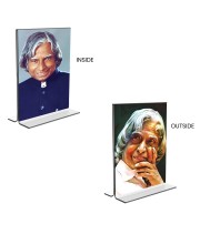 Car Desk/Table Top APJ Abdul Kalam Acrylic T-Style Photo Stand - 2.5x3.5 Inches, Compact and Stylish Spiritual Display, easily change 2 photos (Pack of 1)