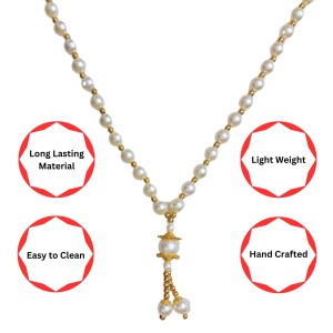 Hitech Sales Artificial Pearl Garland Mala Necklace | Decorative Pearl Chain for Pooja, Mandir, and Festive Decorations | White and Gold Beads Mala with Hanging Pendant (Small, 4, Piece) Hitech Sales Artificial Pearl Garland Mala Necklace | Decorative Pearl Chain for Pooja, Mandir, and Festive Decorations | White and Gold Beads Mala with Hanging Pendant (Small, 4, Piece)