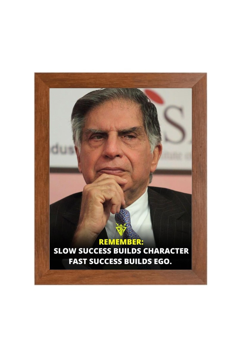 Shree Ratan Naval Tata & Famous Quote Brown Frame, 10x14InchesInspirational Wall Art for Office, Home DecorIdeal Spiritual Gift