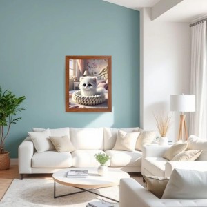 AI Funny Cute Cat Art Picture for Kids - 14x18 inches, Brown Color - Perfect Wall Decor for Children's Room