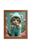 AI Funny Cute Kitty Cat Art Picture for Kids - 18x22 inches, Brown Color - Perfect Wall Decor for Children's Room