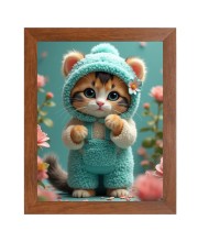 AI Funny Cute Kitty Cat Art Picture for Kids - 10x14 inches, Brown Color - Perfect Wall Decor for Children's Room