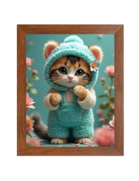 AI Funny Cute Kitty Cat Art Picture for Kids - 18x22 inches, Brown Color - Perfect Wall Decor for Children's Room