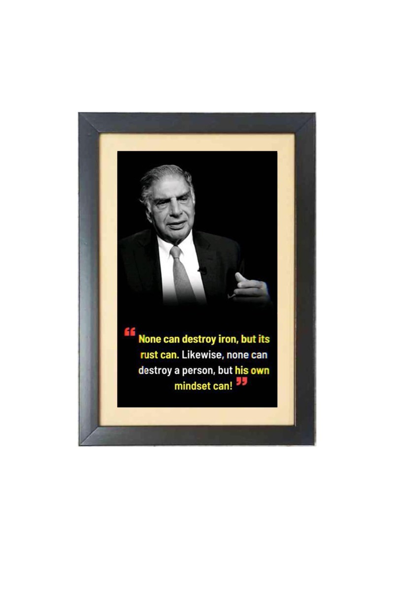 Sri Ratan Naval Tata & His Famous Quote Black Photo Frame, 11x15 Inches, Perfect for Office & Wall Decoration, Ideal Gift