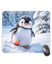Customized Beautiful Penguin Picture Sublimation Mouse Pad | 8 X 7.5 Inch | Smooth Cloth Surface | Non-Slip Rubber Base | Personalized Mousepad for Laptop & Desktop (F17158)
