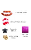 Happy Birthday Decoration Combo Set - 20 Pcs. Metallic Balloons, 1 Star Foil Balloons, 13 Pcs. Birthday Banner, 2 Pcs. Foil Curtain Party Backdrop Kit for Celebrations and Events (Mixture)