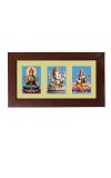 Sri Laxmi, Sri Ganesh and Sri Swaraswati Color Photo Frame -14X7.5 Inch, Elegant Religious Home & Temple Decor
